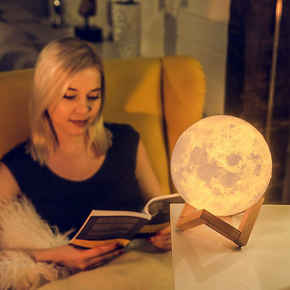 PRIMESKY® Moon Lamp 3D 7 Color Changing Moon Light Night Table lamp for Bedroom for Adults and Kids Home Room Beautiful Indoor Lighting Home Decoration-15CM, LED, acrylic